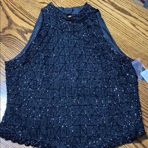 NWT Gorgeous black beaded top